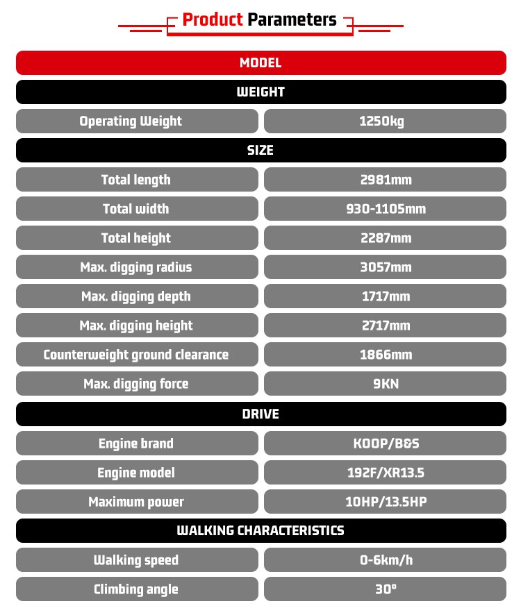 SLM12Q Kubota Engine Digger Excavator Machine SLM12Q Kubota Engine Digger Excavator Machine